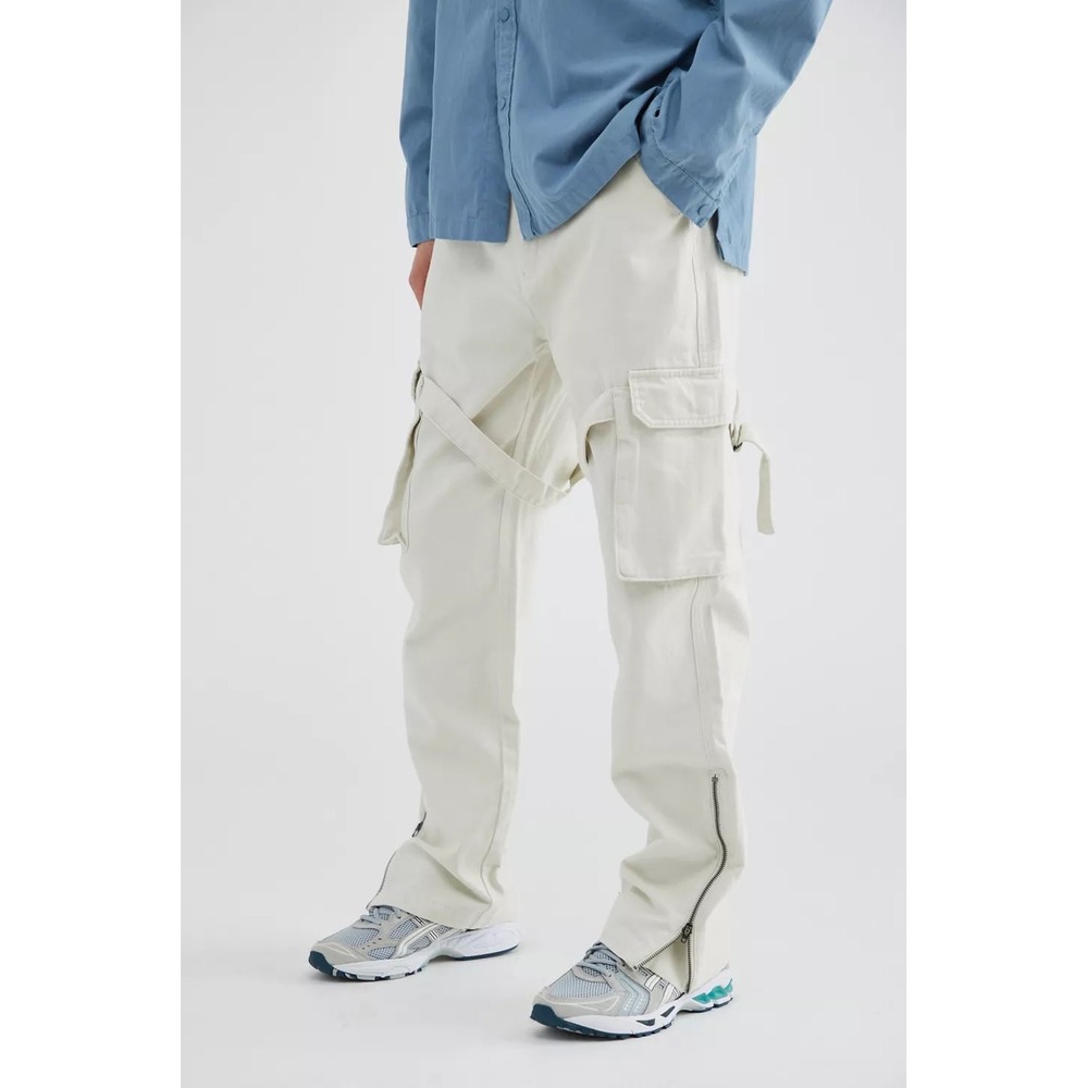 Urban Outfitters Standard Cloth Ivory Cargo Utility Pants‎ Cotton Mens Size L